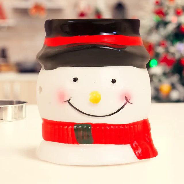 Portavelas Navideño de Cerámica, Snowman