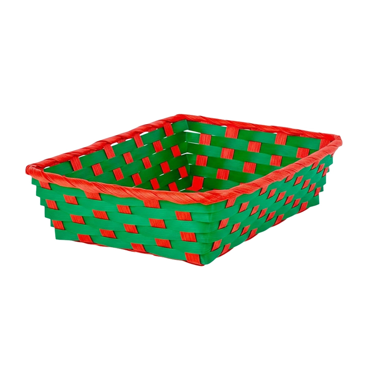 Canasta de Bamboo Navideña, Color Verde, 20x30 cm