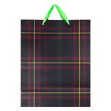 Bolsa de Regalo Navideña, Diseño Cuadros, Color Negro y Rojo