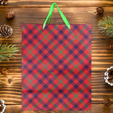 Bolsa de Regalo Navideña, Diseño Cuadros, Color Rojo
