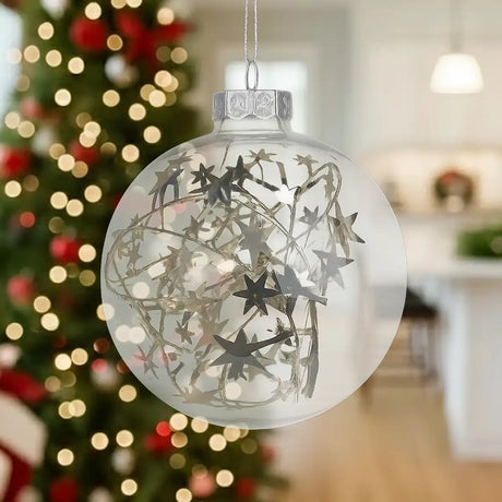 Esfera Navideña Redonda Transparente con Decoración Estrella