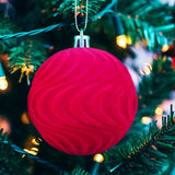 Esferas Navideñas, Gamuza, Color Rojo, 2 pzas