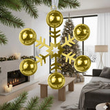 Ornamento, Copo de Nieve con Cascabeles, Color Oro