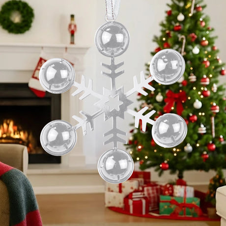 Ornamento, Copo de Nieve con Cascabeles, Color Plata