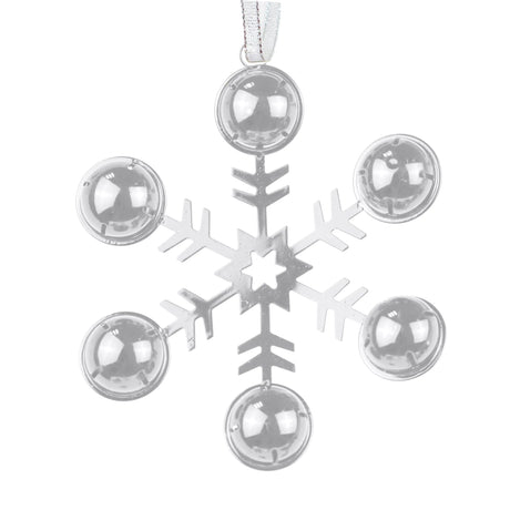 Ornamento, Copo de Nieve con Cascabeles, Color Plata