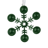 Ornamento, Copo de Nieve con Cascabeles, Color Verde