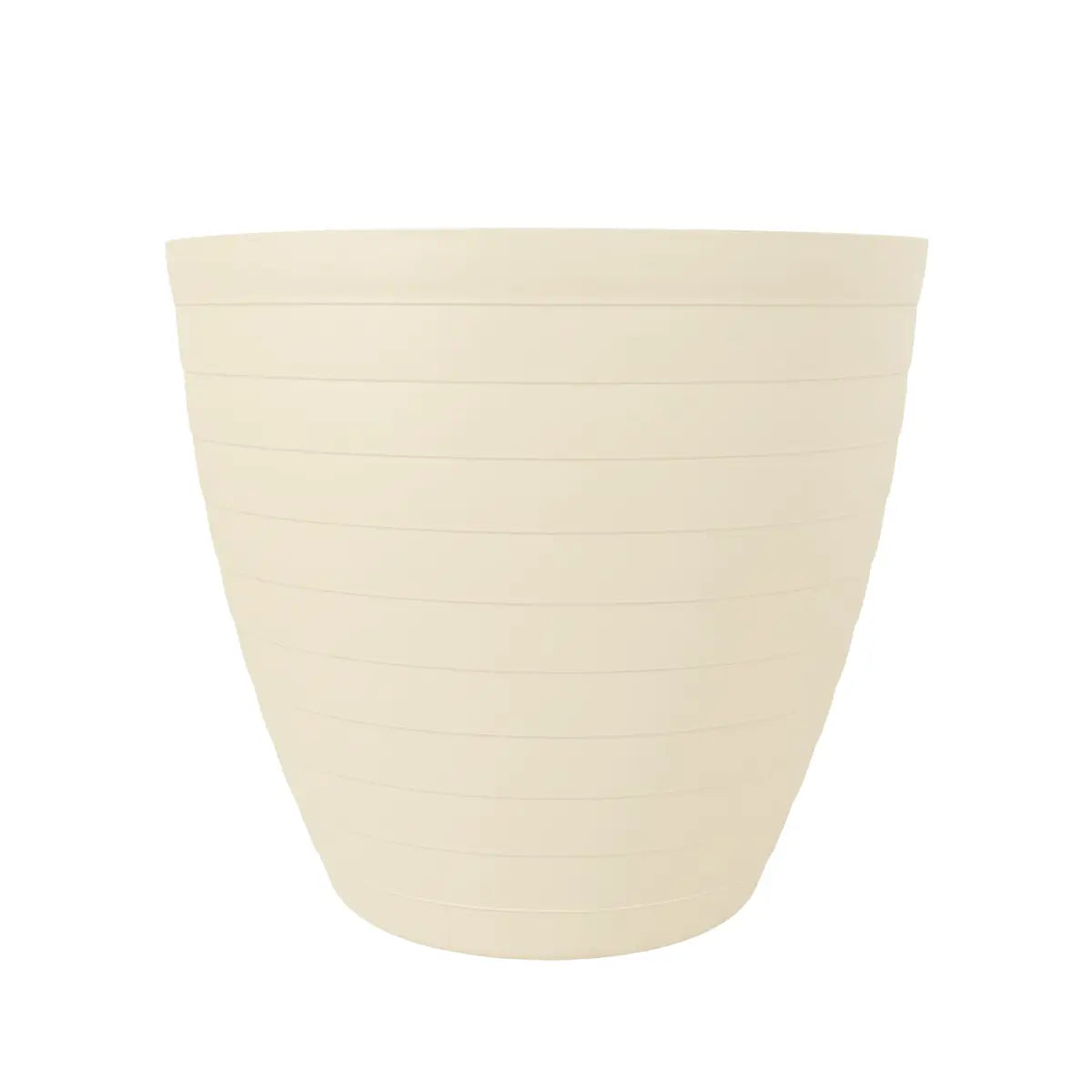 Maceta de Plástico, Textura Líneas, Color Crema