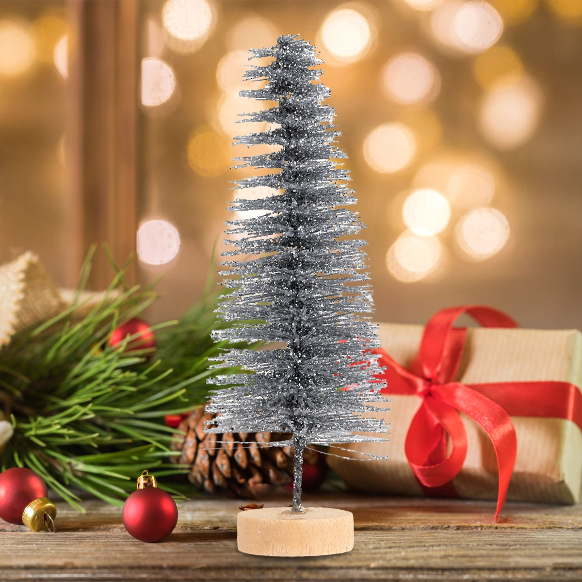 Mini Árbol Navideño para Decoración de Mesa, 6 pzas