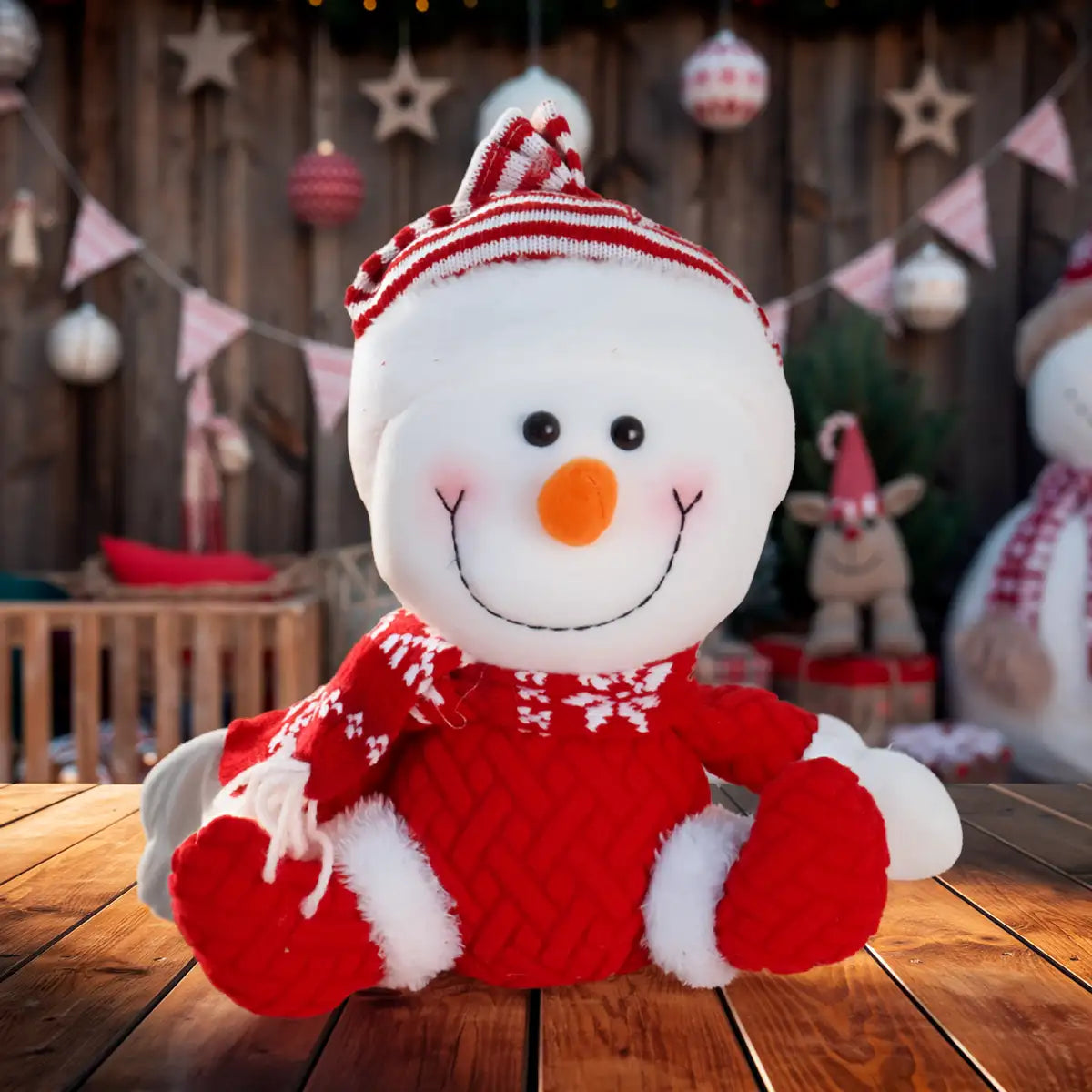 Peluche Navideño, Snowman, Color Rojo