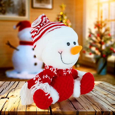 Peluche Navideño, Snowman, Color Rojo