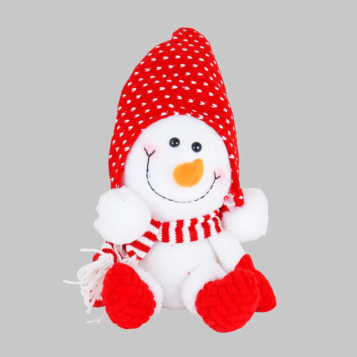 Peluche Navideño, Snowman con Sombrero, Color Rojo