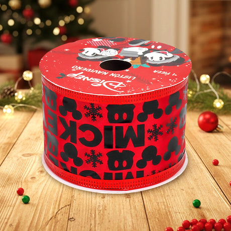 Listón Navideño, Diseño Mickey, Color Rojo