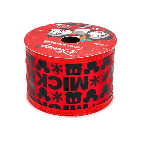 Listón Navideño, Diseño Mickey, Color Rojo