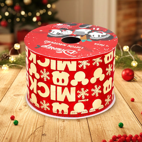 Listón Navideño, Diseño Mickey, Color Rojo y Oro