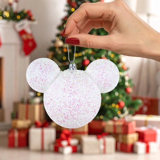 Esfera Navideña de Tinsel, Mickey, Color Blanco