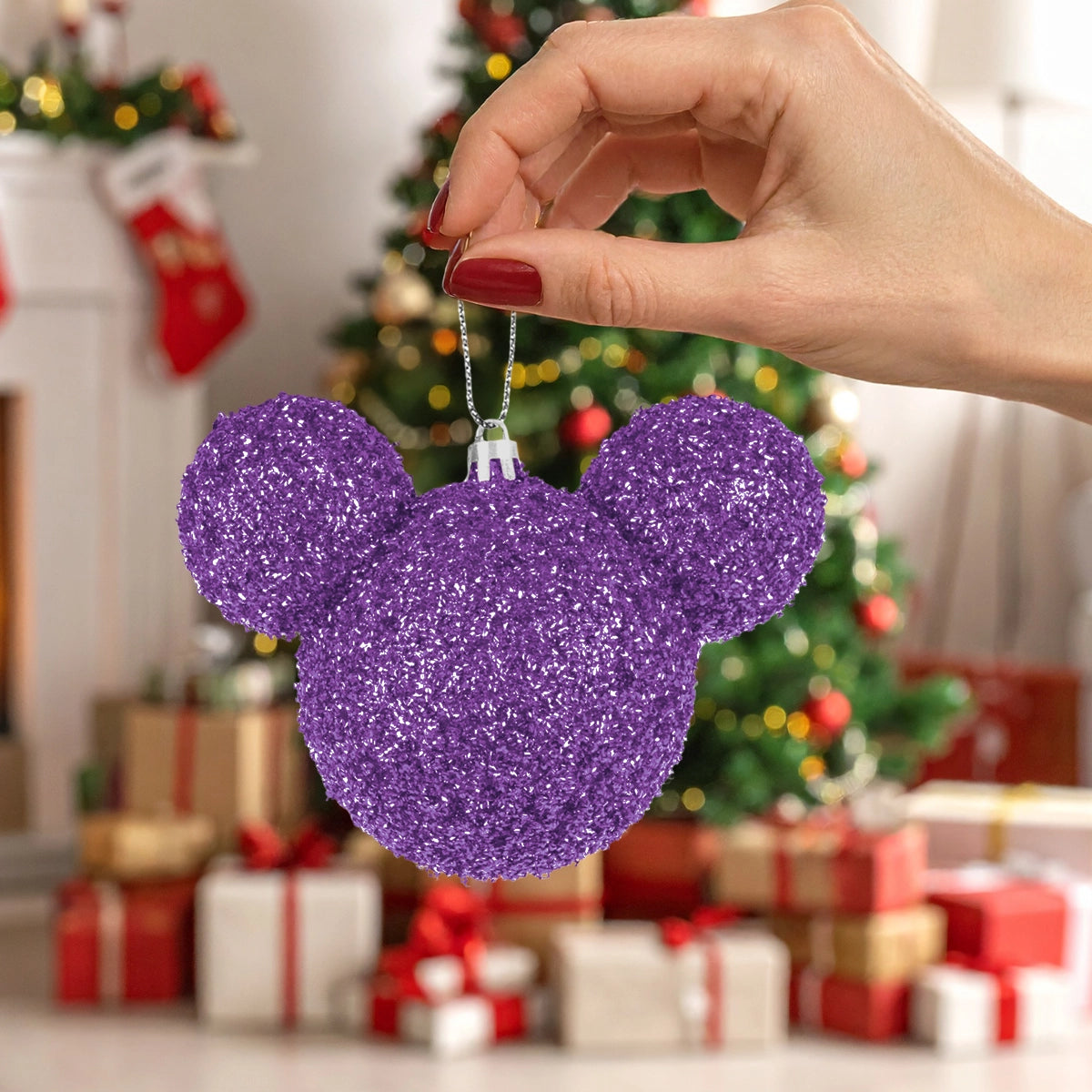 Esfera Navideña de Tinsel, Mickey, Color Morado