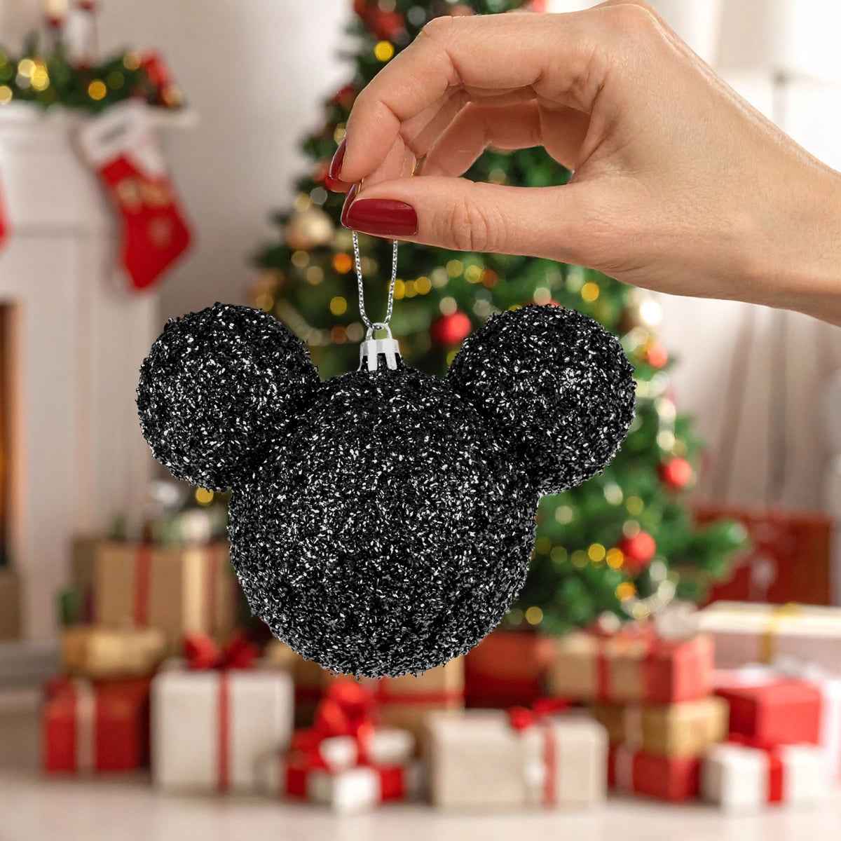 Esfera Navideña de Tinsel, Mickey, Color Negro