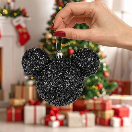 Esfera Navideña de Tinsel, Mickey, Color Negro