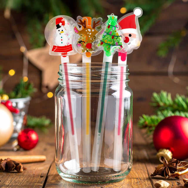 Plumas de Gel Navideñas, 4 pzas