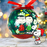 Esfera Navideña con Moño, Snoopy, Color Verde