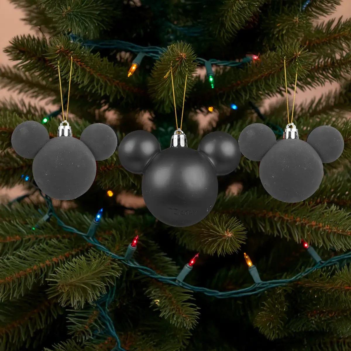 Esferas Navideñas, Mickey, Color Negro, 3 pzas