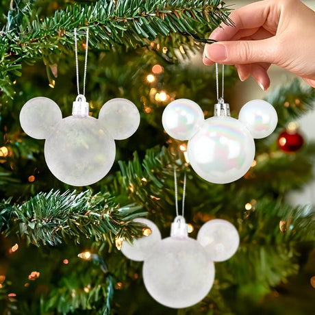 Esferas Navideñas en Forma de Mickey, 3 pzas, Color Blanco
