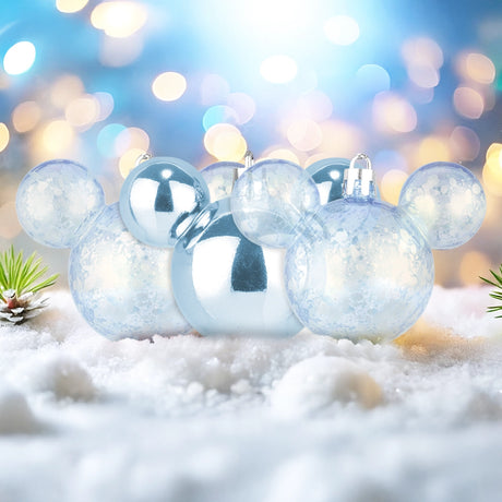 Esferas Navideñas en Forma de Mickey, 3 pzas, Color Azul