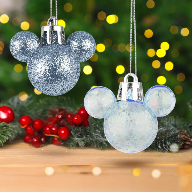 Esferas Navideñas en Forma de Mickey, 8 pzas, Color Azul