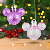 Esferas Navideñas en Forma de Mickey, 8 pzas, Color Morado