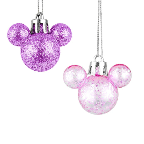 Esferas Navideñas en Forma de Mickey, 8 pzas, Color Morado