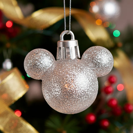 Esferas Navideñas en Forma de Mickey, 8 pzas, Color Plata