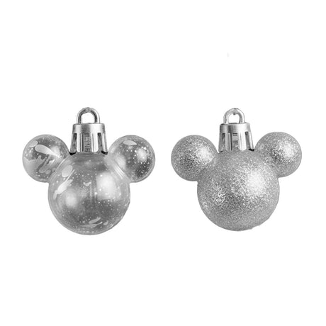 Esferas Navideñas en Forma de Mickey, 8 pzas, Color Plata