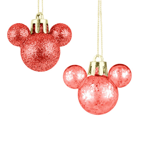 Esferas Navideñas en Forma de Mickey, 8 pzas, Color Rojo