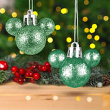 Esferas Navideñas en Forma de Mickey, 8 pzas, Color Verde