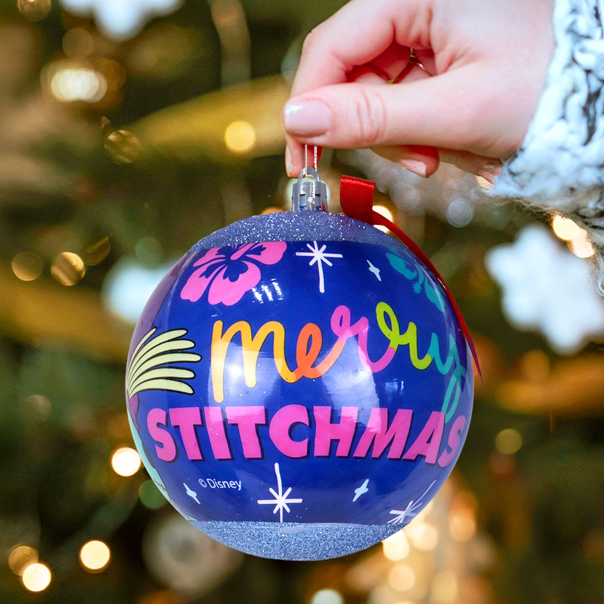 Esfera Navideña con Moño, Stitch