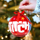 Esfera Navideña con Moño, Stitch, Color Rojo