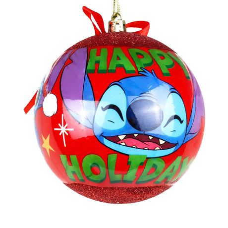 Esfera Navideña con Moño, Stitch, Color Rojo