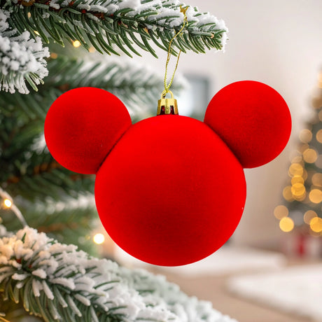 Esfera Navideña de Terciopelo, Mickey, Color Rojo
