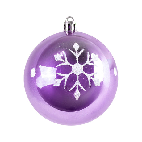 Esferas Navideñas, Diseño Copo de Nieve, Color Morado