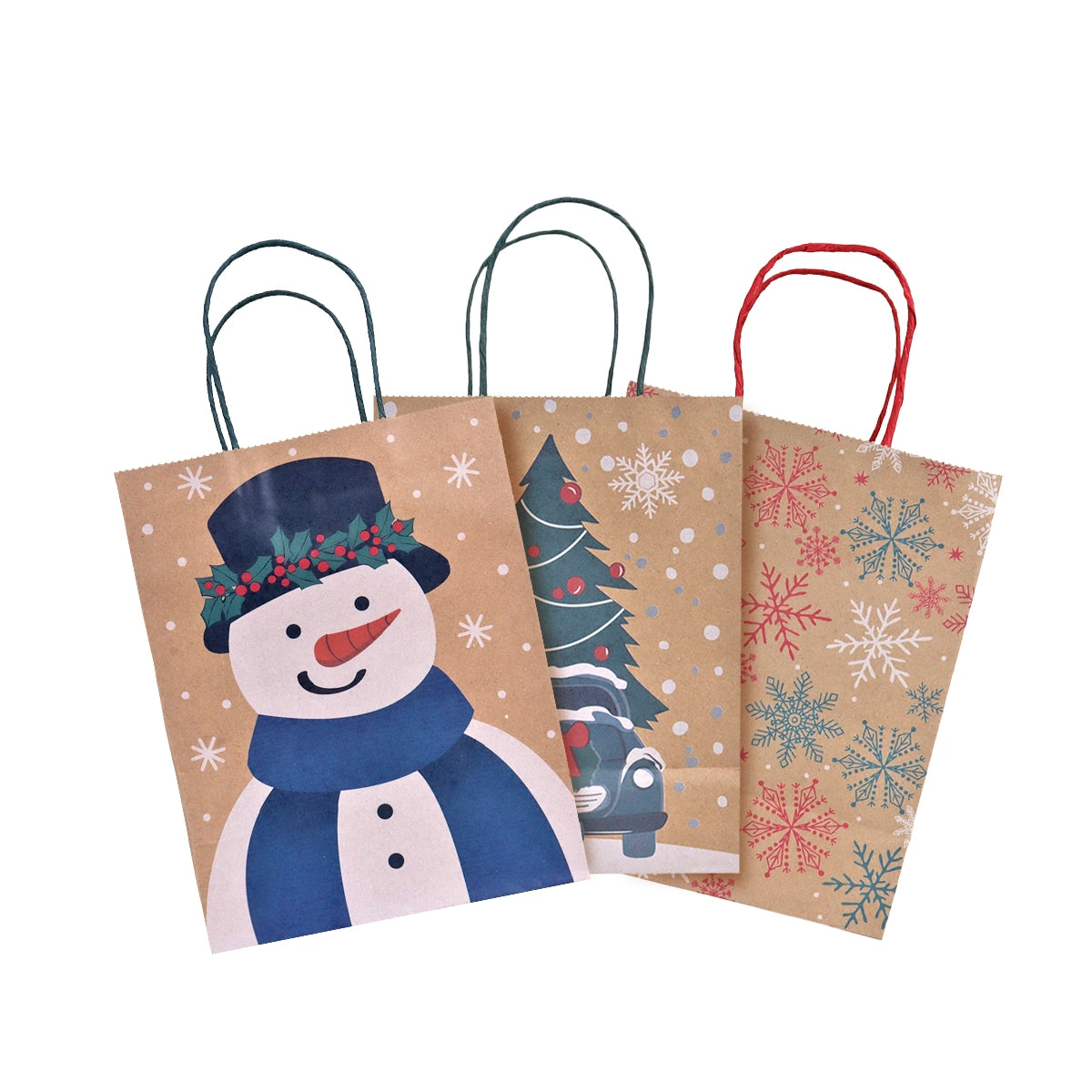 Bolsa de Regalo Navideña, Muñeco de Nieve, 3 pzas