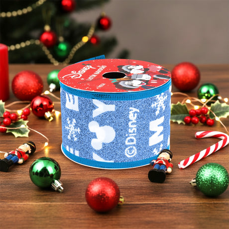 Listón Navideño, Mickey, Color Azul