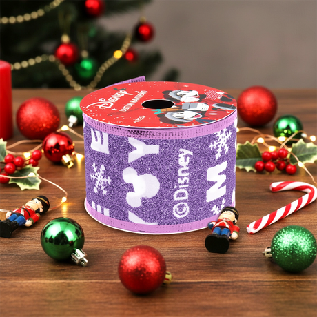 Listón Navideño, Mickey, Color Morado