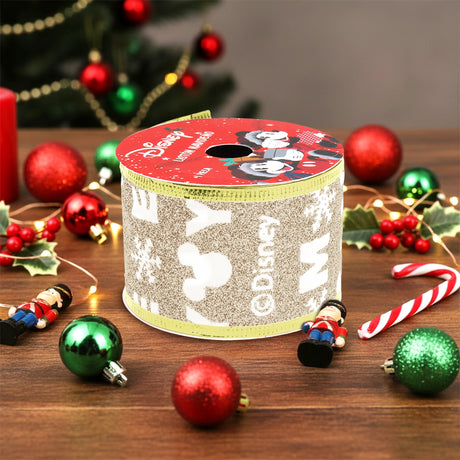 Listón Navideño, Mickey, Color Oro