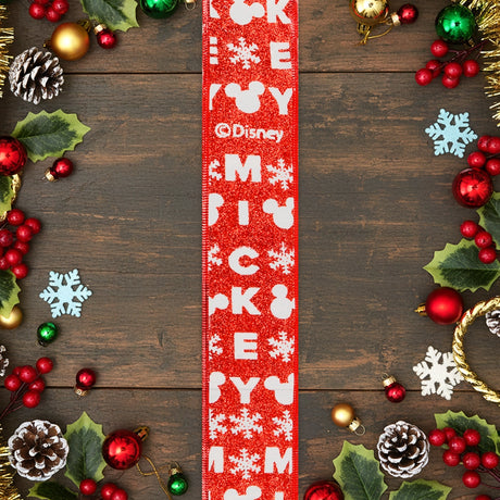 Listón Navideño, Mickey, Color Rojo