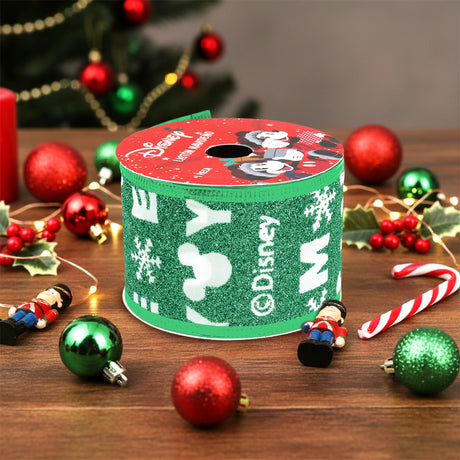 Listón Navideño, Mickey, Color Verde