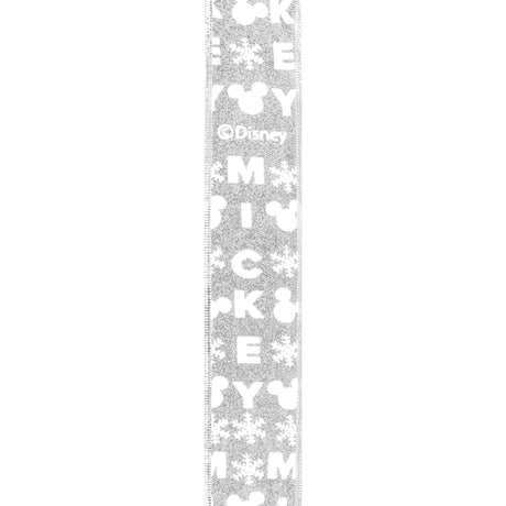 Listón Navideño, Mickey, Color Plata