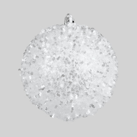 Esfera Navideña de Tinsel, Color Blanco, 2 pzas