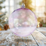 Esferas Navideñas, Iridiscente, Color Lila, 2 pzas