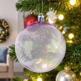 Esferas Navideñas, Iridiscente, Color Lila, 2 pzas