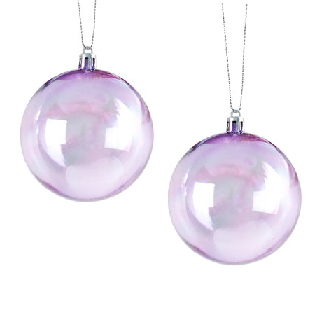 Esferas Navideñas, Iridiscente, Color Lila, 2 pzas